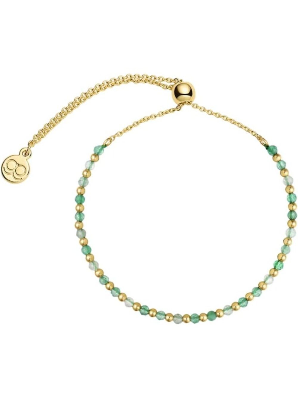 Elegant Gemstone Bracelet - 18k Gold-Plated Brass, Adjustable Closure
